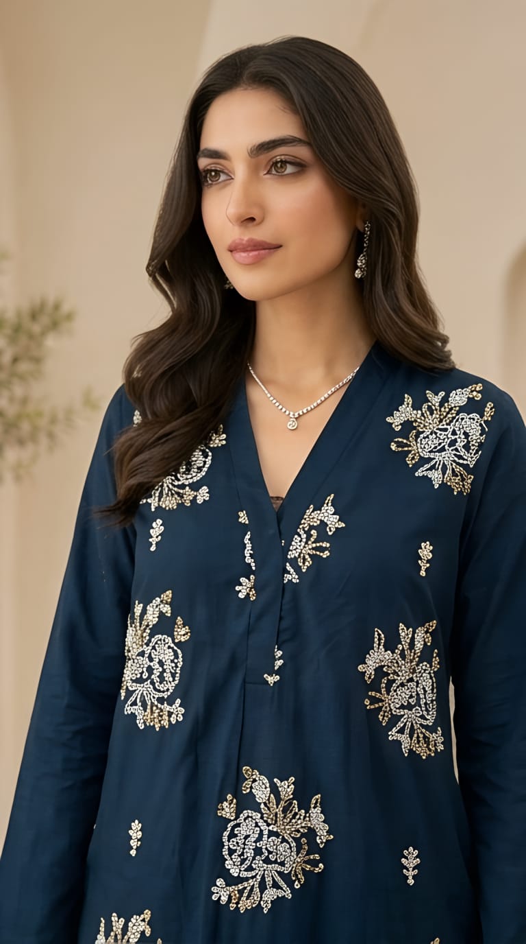 Midnight Royale Embroidered Lawn Suit – 2 Piece