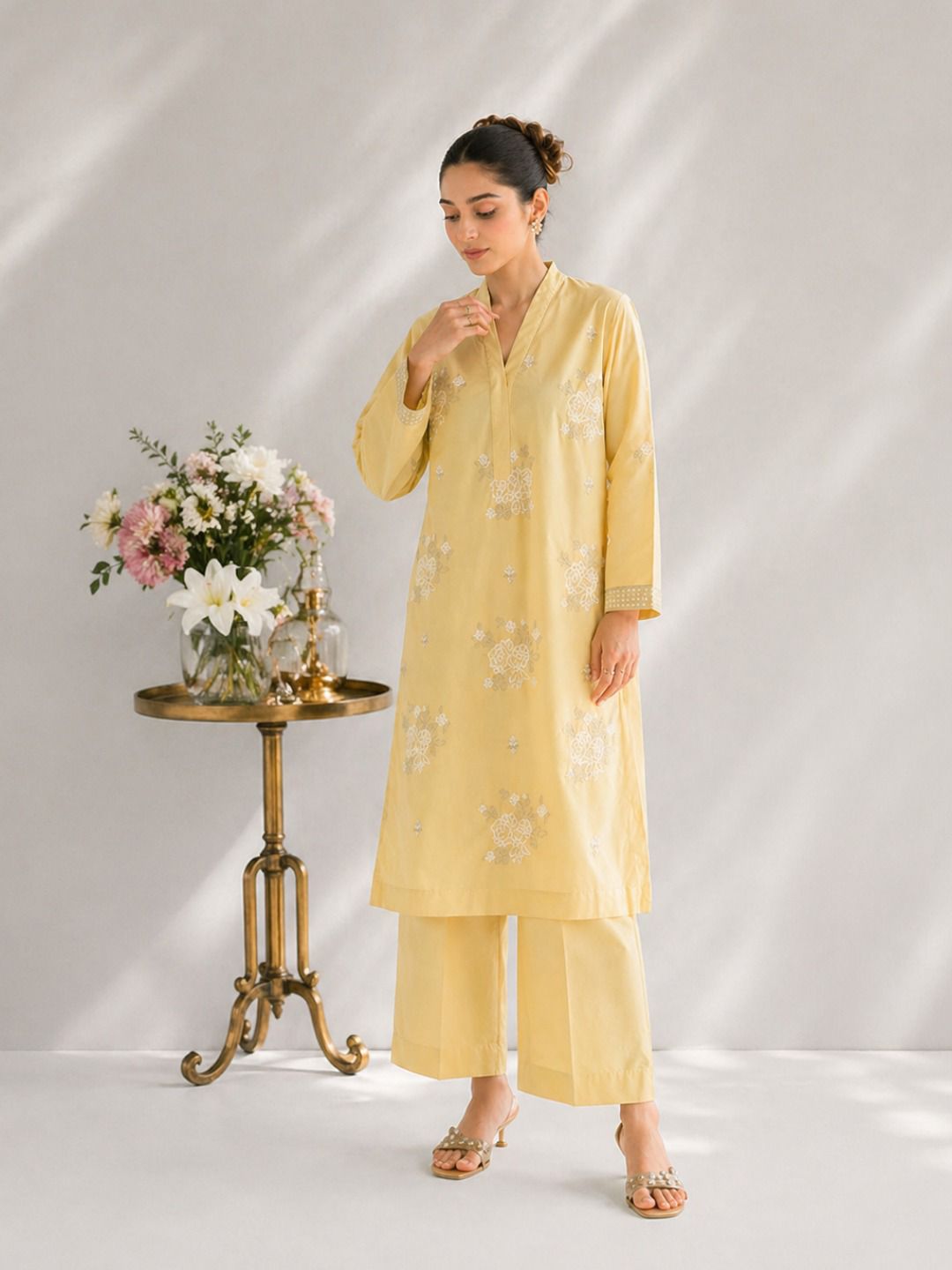 Sunlit Aura Embroidered Lawn Suit – 2 Piece Stitched