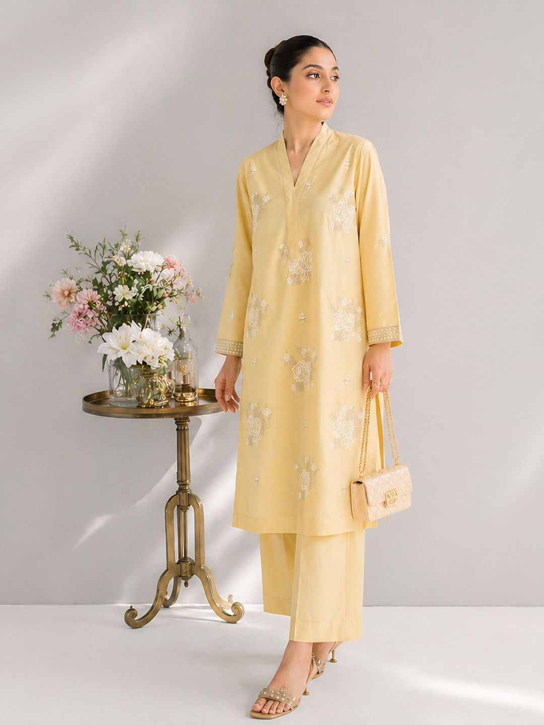Sunlit Aura Embroidered Lawn Suit – 2 Piece Stitched